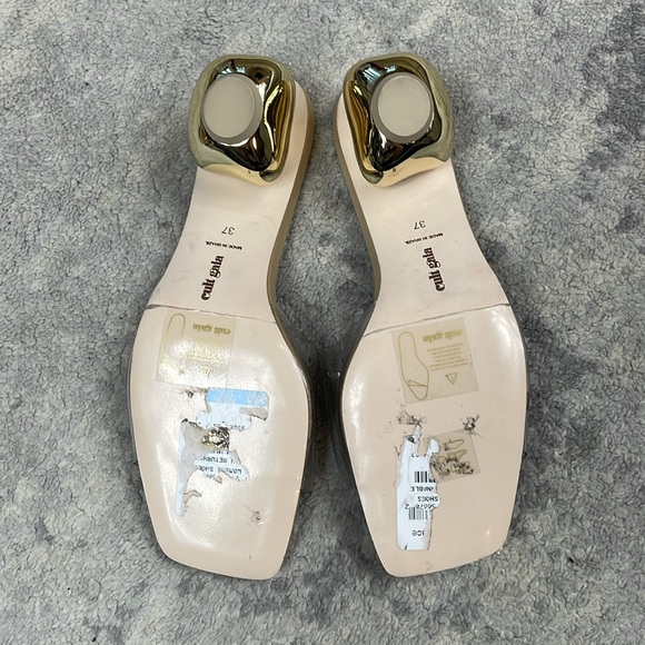 New Cult Gaia Tyra Mule Clear PVC Sandal Metallic Gold Cinderella Sz 37 - Picture 11 of 16